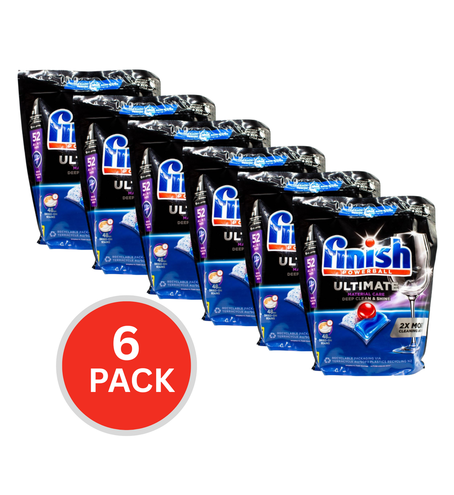Finish Powerball Dishwasher Tablets All In 1 Ultimate 6 x 52Pk (312 Tablets)