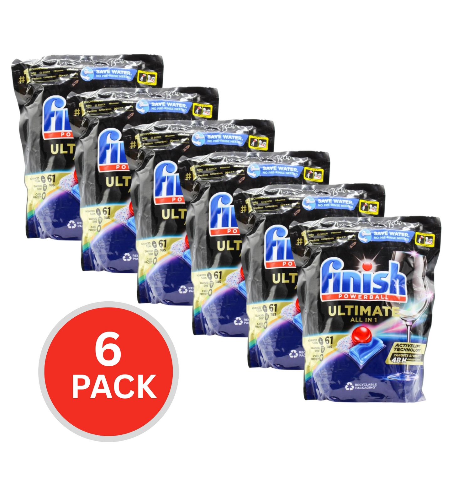 Finish Ultimate All In 1 Powerball Dishwasher Tablets 6 x 61Pk (366 Tablets)