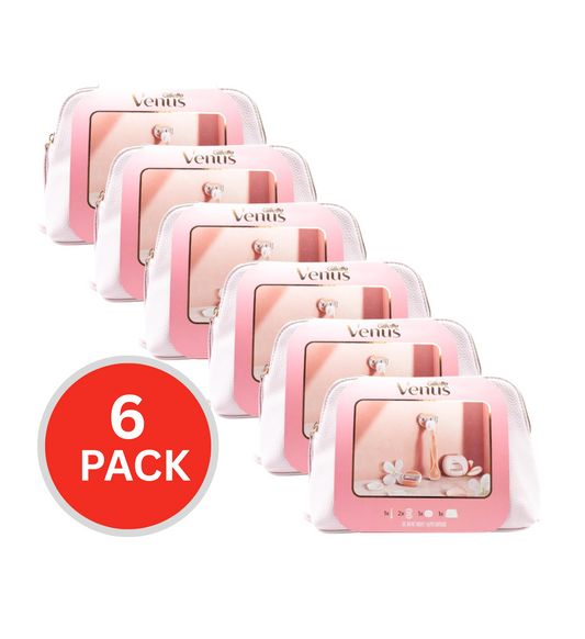 Gillette Venus Gift Set Comfortglide White Tea X1 Razor Handle X2 Blade Refills X1 Razor Cap (6x Pack)