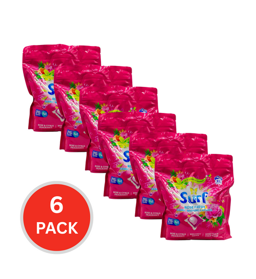 Surf Pk80 Fabric Washing Capsules Front And Top Loader Rose Fresh (6x Pack)