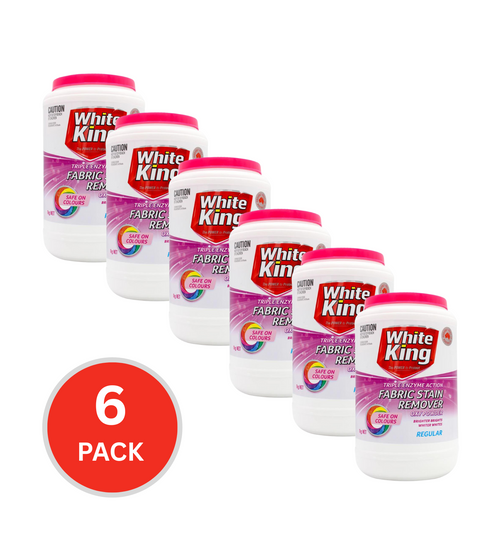 White King 1kg Fabric Stain Remover Oxy Powder Regular Safe On Colours (6x Pack)