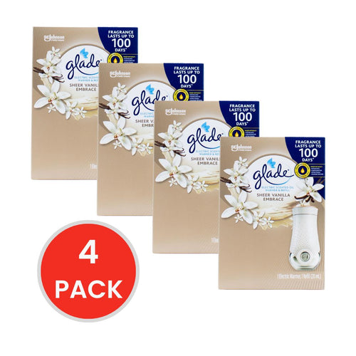 Glade Electric Warmer X1 Refill X 20ml Sheer Vanilla Embrace (4x Pack)