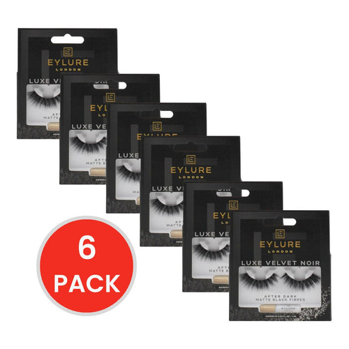 Eylure London Lashes Luxe Velvet Noir After Dark Matte Black Fibres (6x Pack)