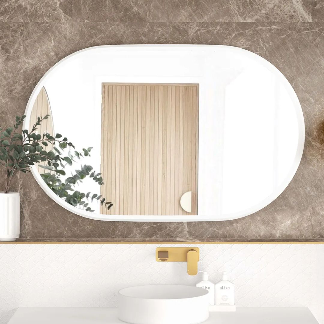LED Noosa 1200(W)x750(H) White Metal Frame Mirror- Install Horizontal or Vertical