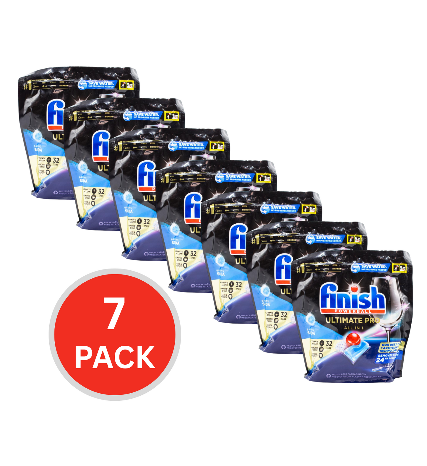 Finish Powerball Ultimate Pro All In 1 Baking Soda 7 x 32Pk (224 Pack)