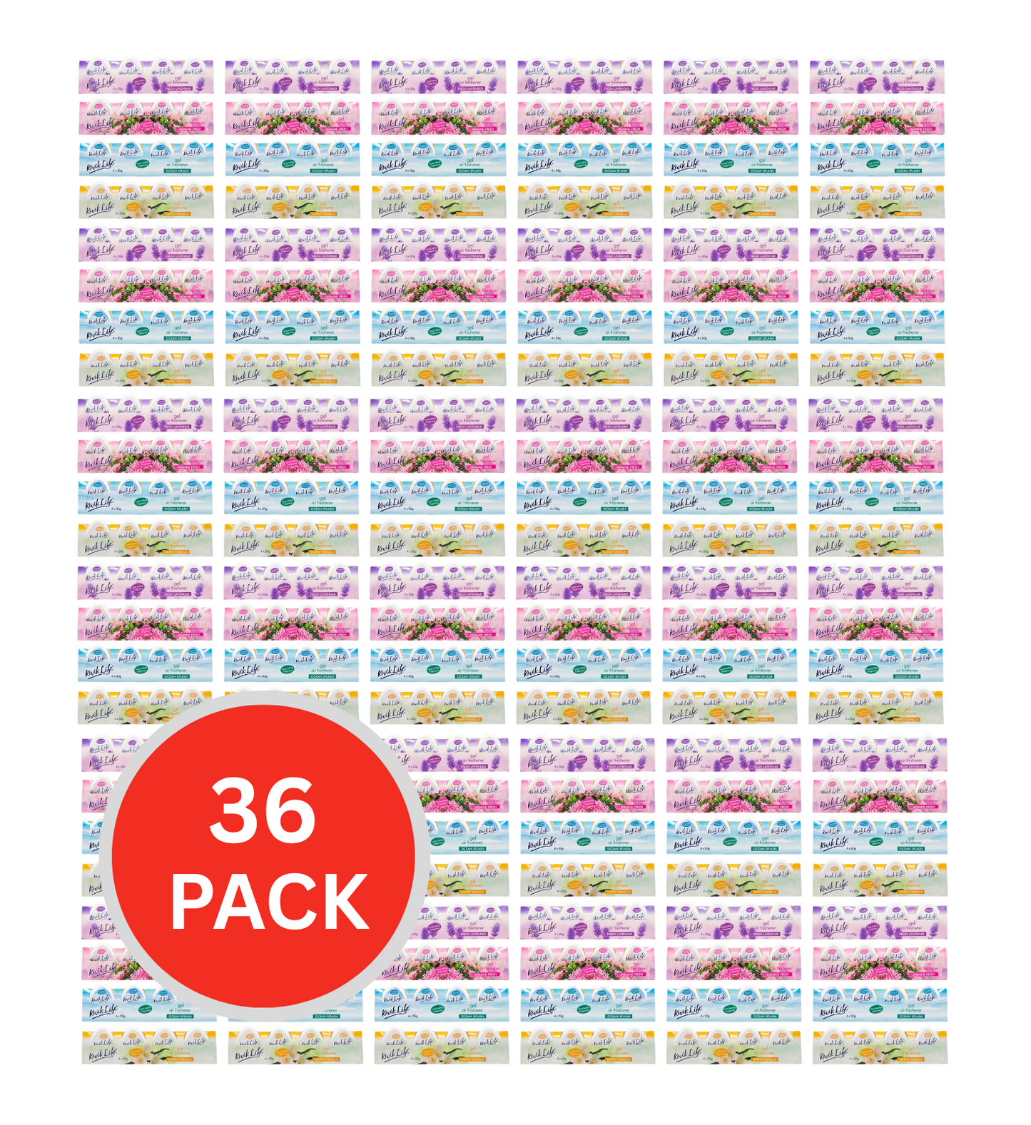 Kwik Life Gel Air Freshener Assorted 36g x 4Pk (Value Pack 144)