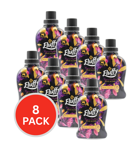 Fluffy Fabric Softener Fragrance Temptations Spice Allure 500ml (8 Pack)