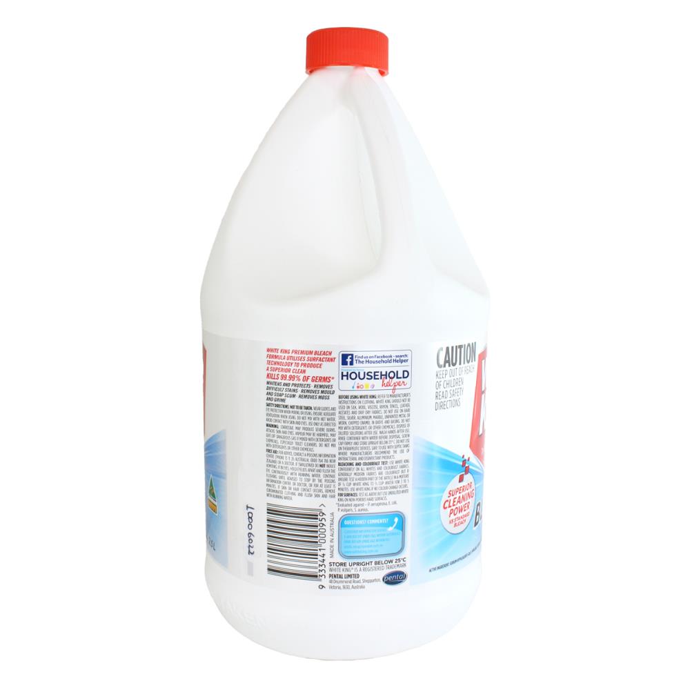 WHITE KING PREMIUM LIQUID BLEACH REGULAR 2.5L (4x Pack)