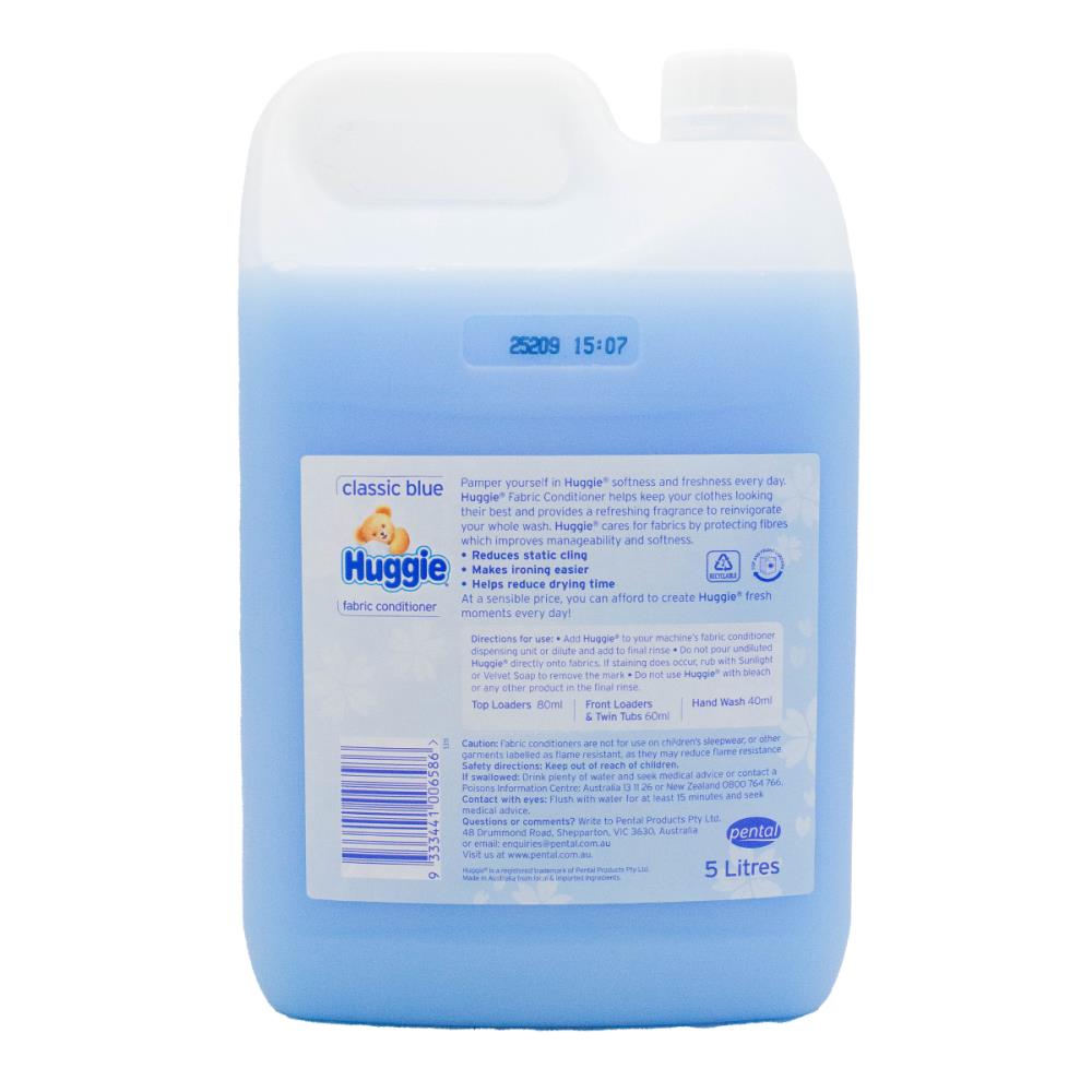 HUGGIE 5l FABRIC CONDITIONER VALUE PACK 60+ LOADS CLASSIC BLUE (2x Pack)