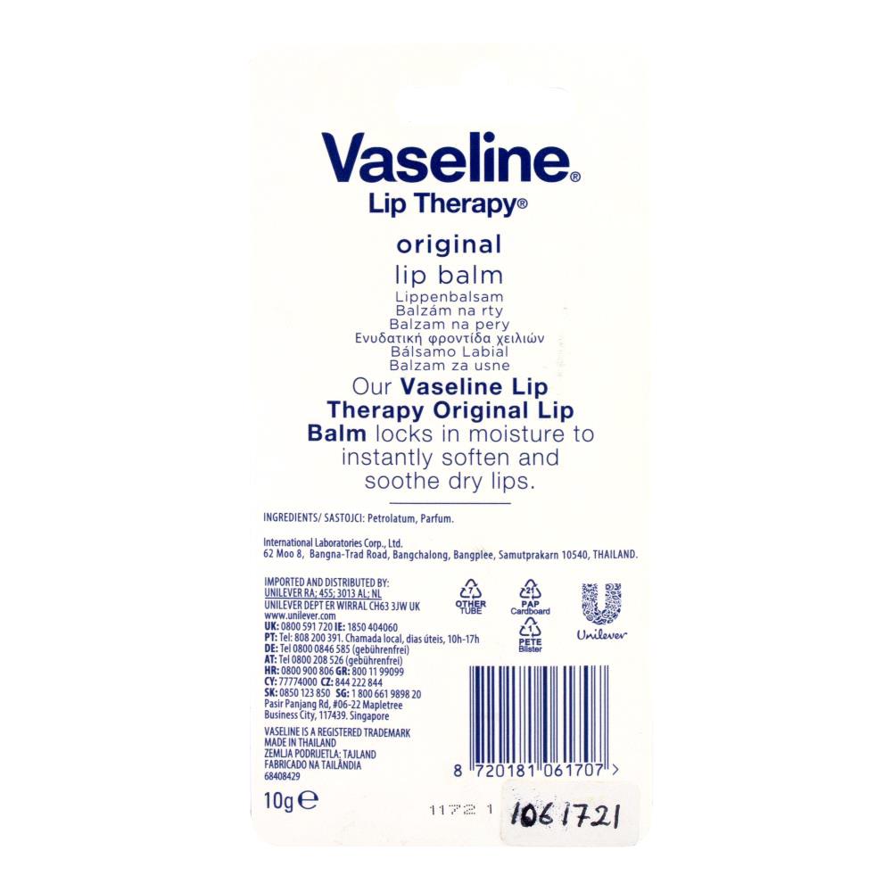 Vaseline 10g Lip Balm Original (Carded) (6x Pack)