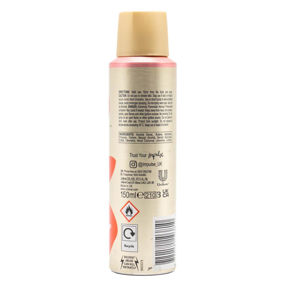 Impulse Body Spray True Love Inspired By Rose And Coconut 150ml (6 Pack)