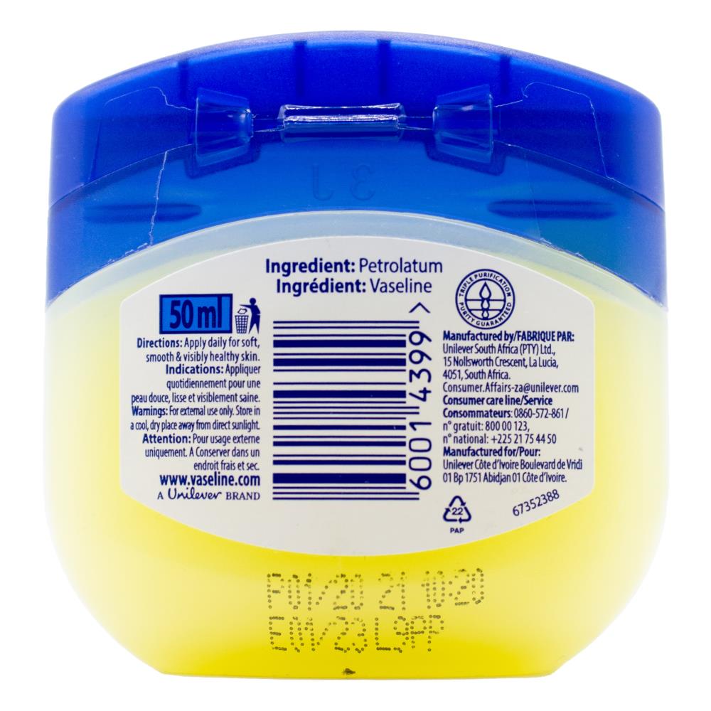 Vaseline 50ml Pure Petroleum Jelly Original (6x Pack)