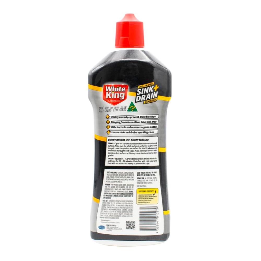 WHITE KING SINK + DRAIN SANITISER 750ml (6x Pack)