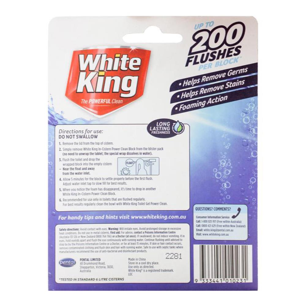 White King Pk2 X 50g Toilet Cleaner Blocks In Cistern Power Clean Bleach And Blue (6x Pack)