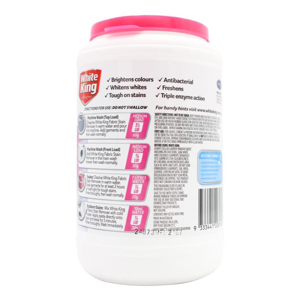 White King 1kg Fabric Stain Remover Oxy Powder Regular Safe On Colours (6x Pack)