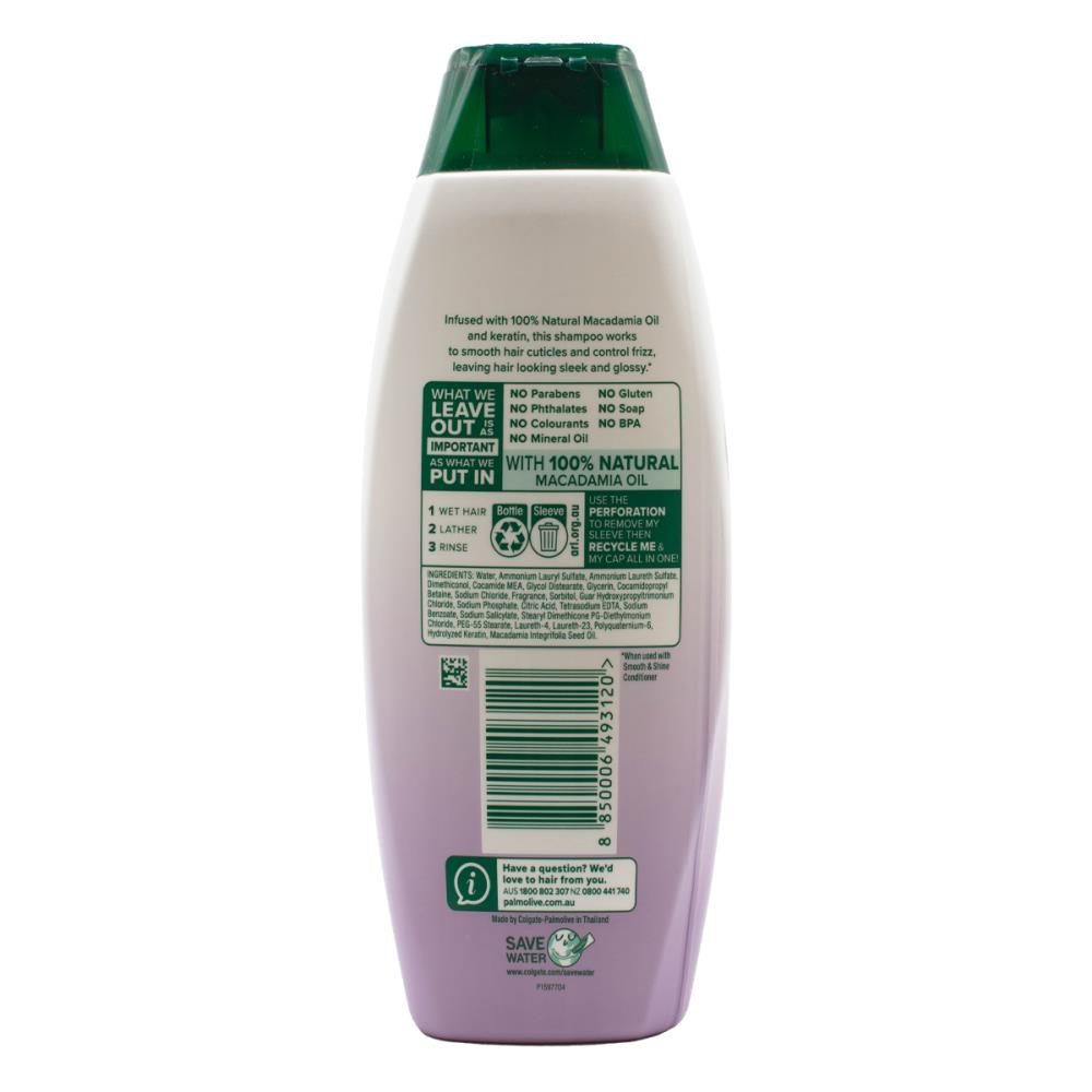 4x Palmolive Shampoo Smooth & Shine Macadamia Oil & Keratin 350ml (4 Pack)