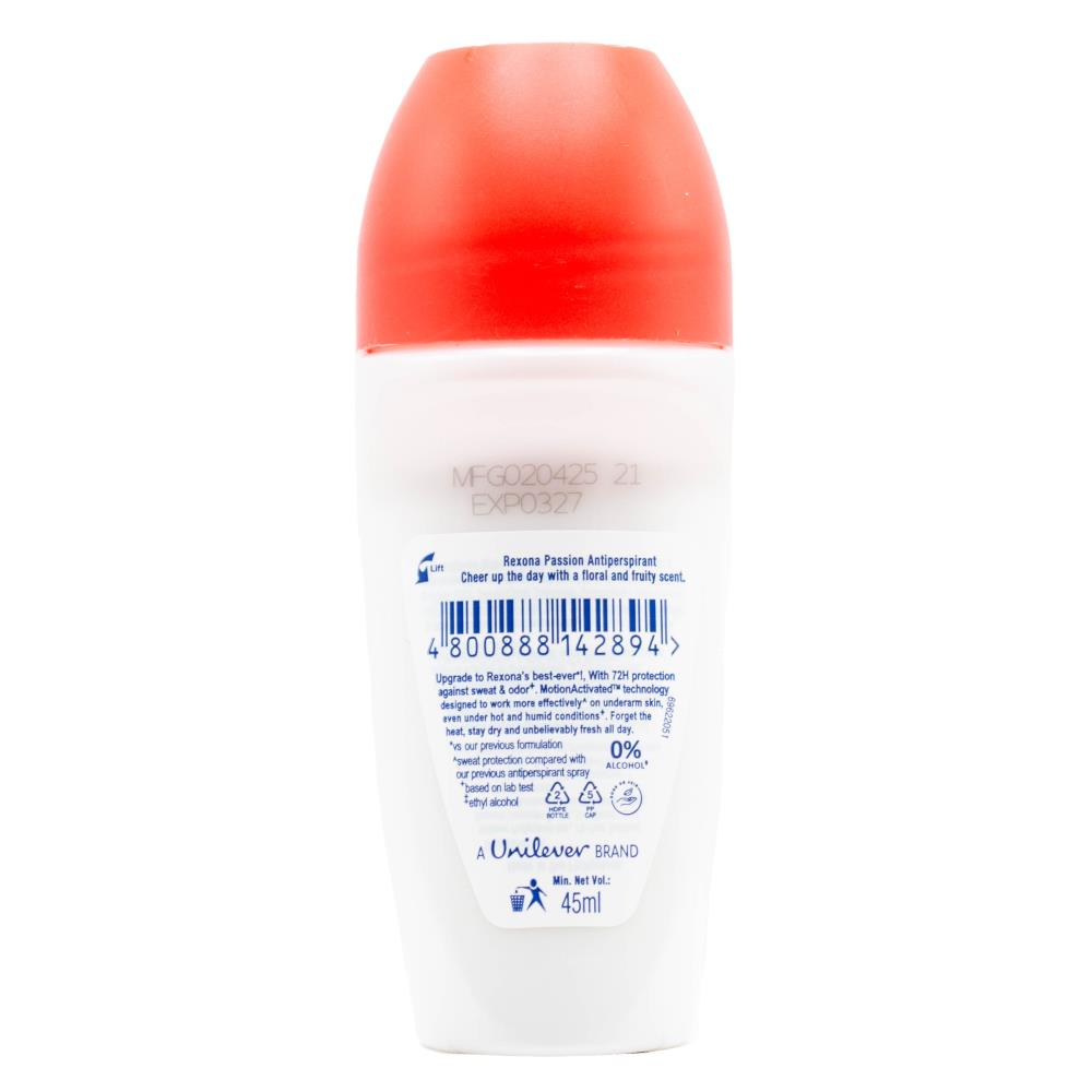 REXONA 45mL DEODORANT WOMEN ROLL ON 72 HOUR PASSION (24x Pack)