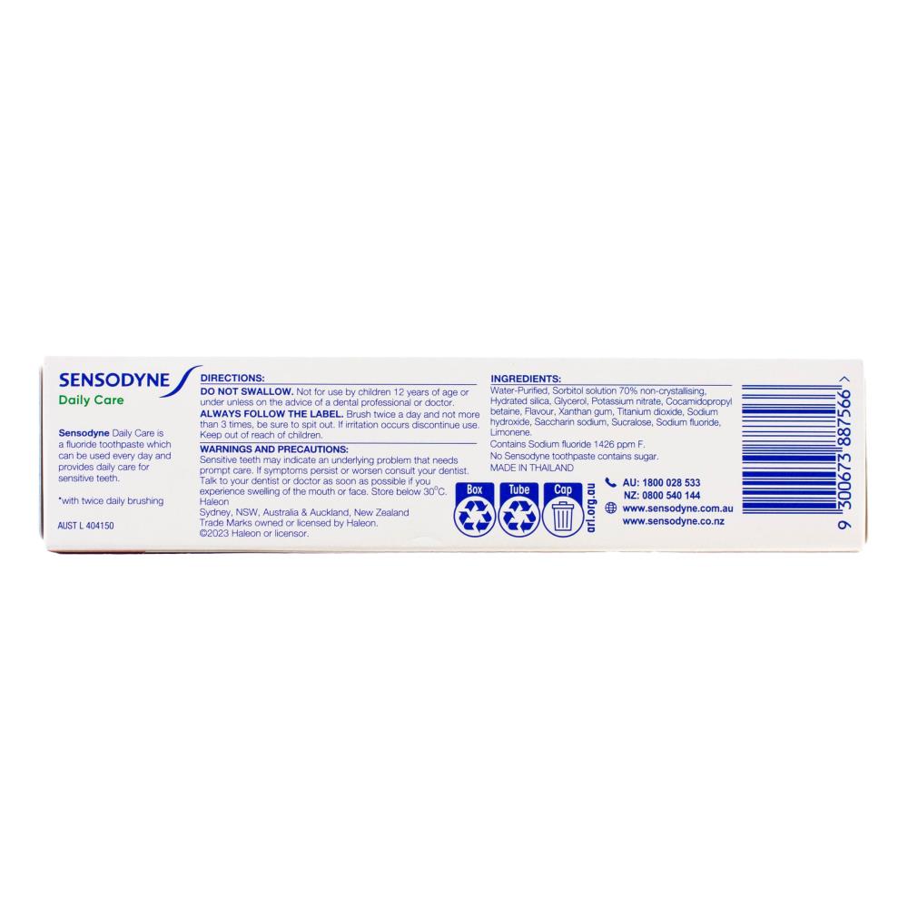 SENSODYNE 100g TOOTHPASTE DAILY CARE FLUORIDE (12x Pack)