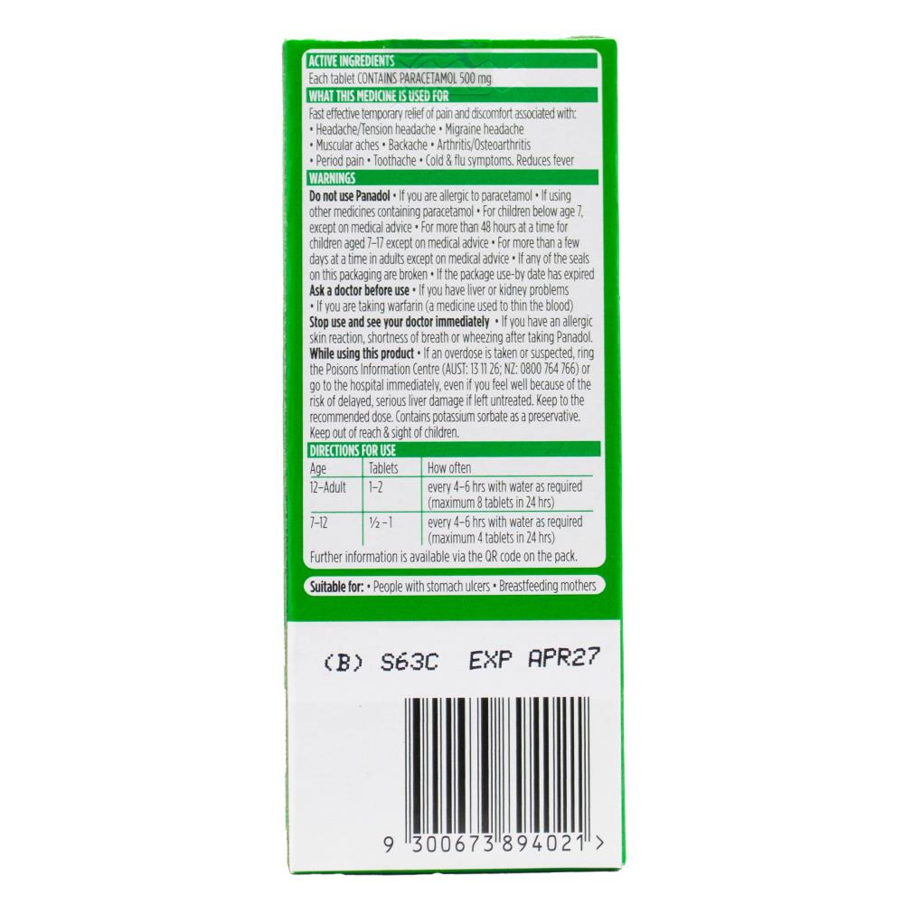 Panadol Pk16 Tablets Paracetamol 500mg (24x Pack)