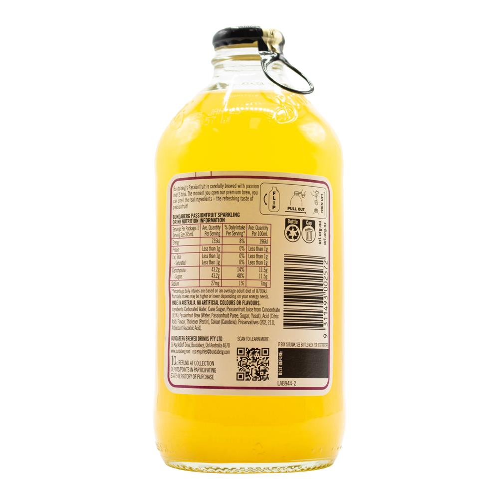 Bundaberg Passionfruit Sparkling Drink 375mL (12 Pack)