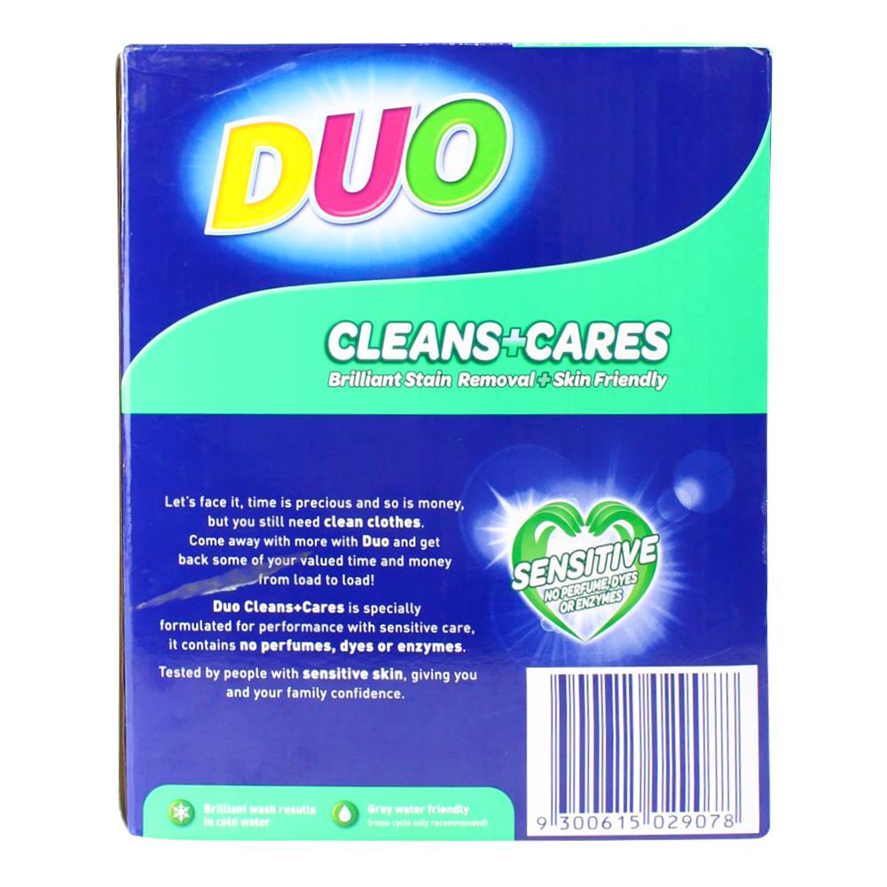 DUO 5KG FRAGRANCE FREE SENSITIVE CLEANS + CARES