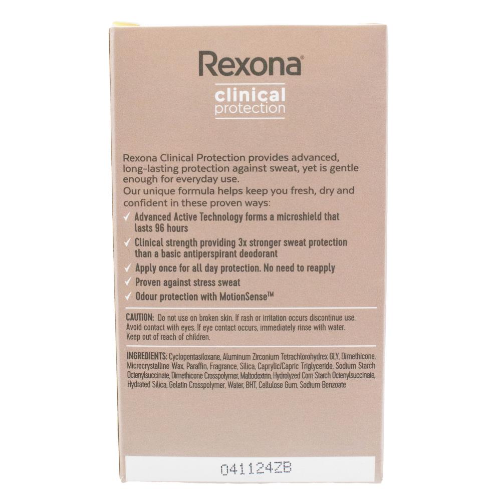 REXONA 48g / 45mL ANTIPERSPIRANT DEODORANT CLINICAL PROTECTION CREAM 96H 3X STRONGER STRESS CONTROL (6x Pack)