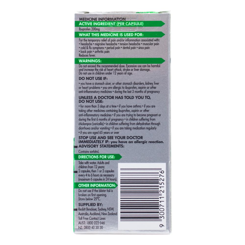 Nurofen Zavance Capsules Targeted Relief From Pain Pk10 X 200mg (12x Pack)