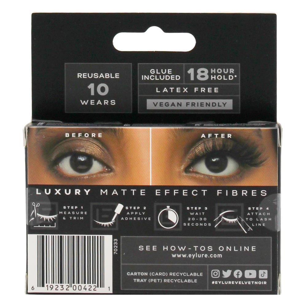 Eylure London Lashes Luxe Velvet Noir After Dark Matte Black Fibres (6x Pack)