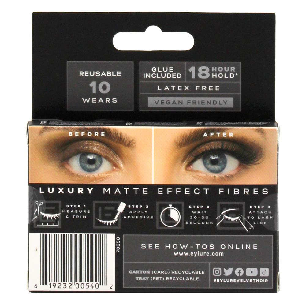 Eylure London Lashes Luxe Velvet Noir Nightfall Matte Black Fibres (6x Pack)
