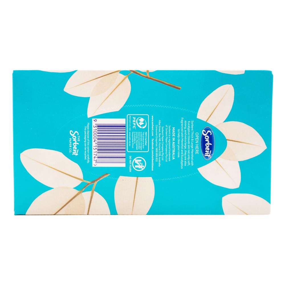 Sorbent PK90 Facial Tissues Thick and Large Menthol with Eucalyptus (12pk)