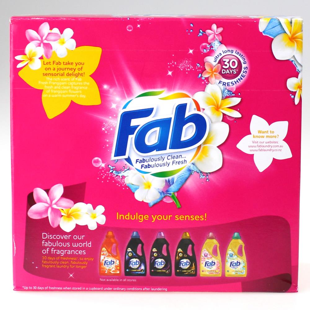 Fab 1kg Laundry Powder Front & Top Loader Fresh Frangipani (12x Pack)
