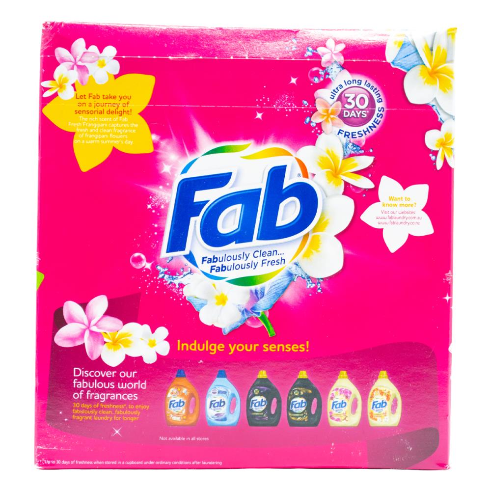 Fab 2kg Laundry Powder Fresh Frangipani Front + Top Loader (6x Pack)