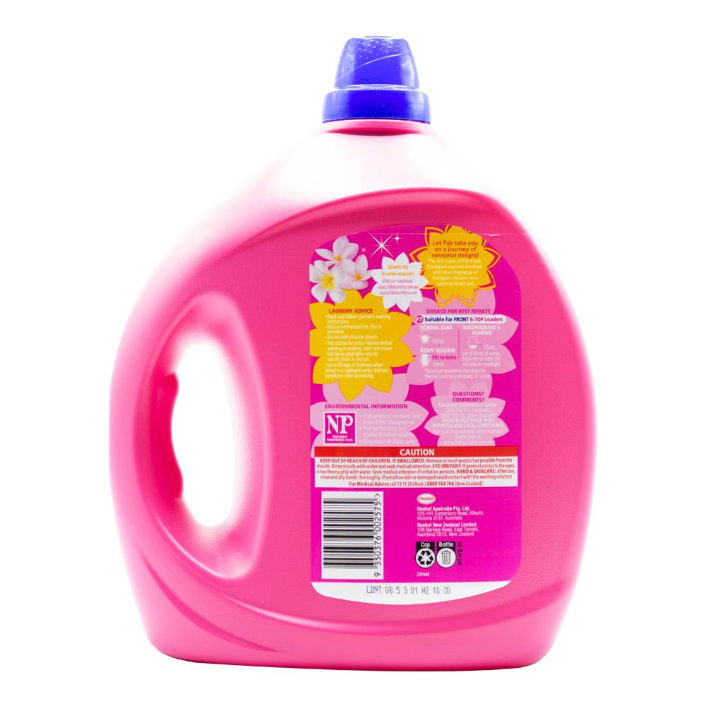 Fab Laundry Liquid Front & Top Loader Fresh Frangipani 4L (2 Pack)