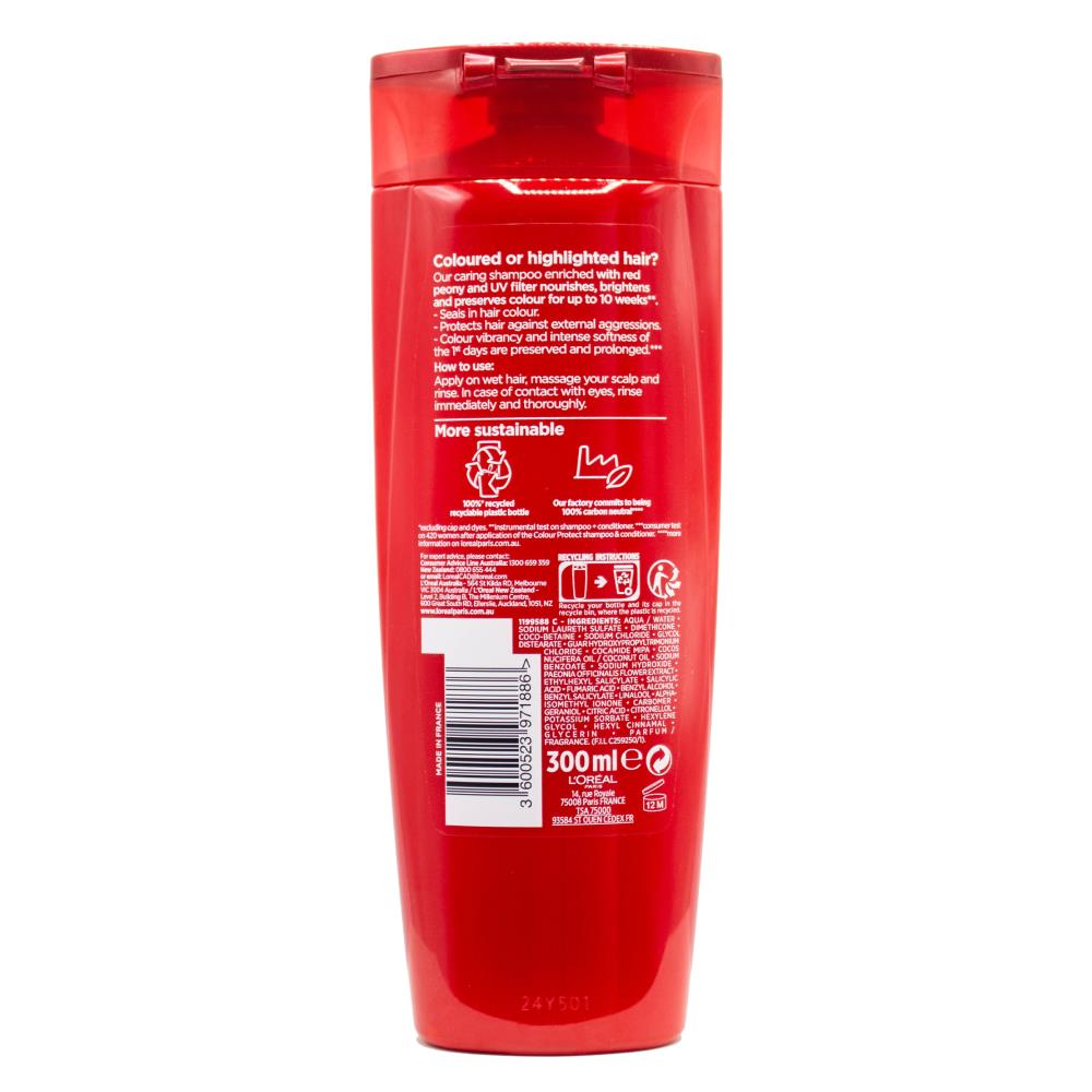 LOREAL 300mL SHAMPOO COLOUR PROTECT COLOUR PROTECTING COLOURED OR HIGHLIGHTED HAIR (6x Pack)