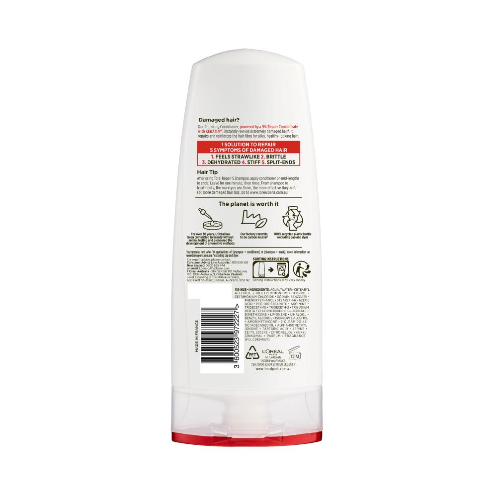 Loreal Conditioner Elvive Repairing Total Repair 5 Damaged Hair 300ml (6x Pack)