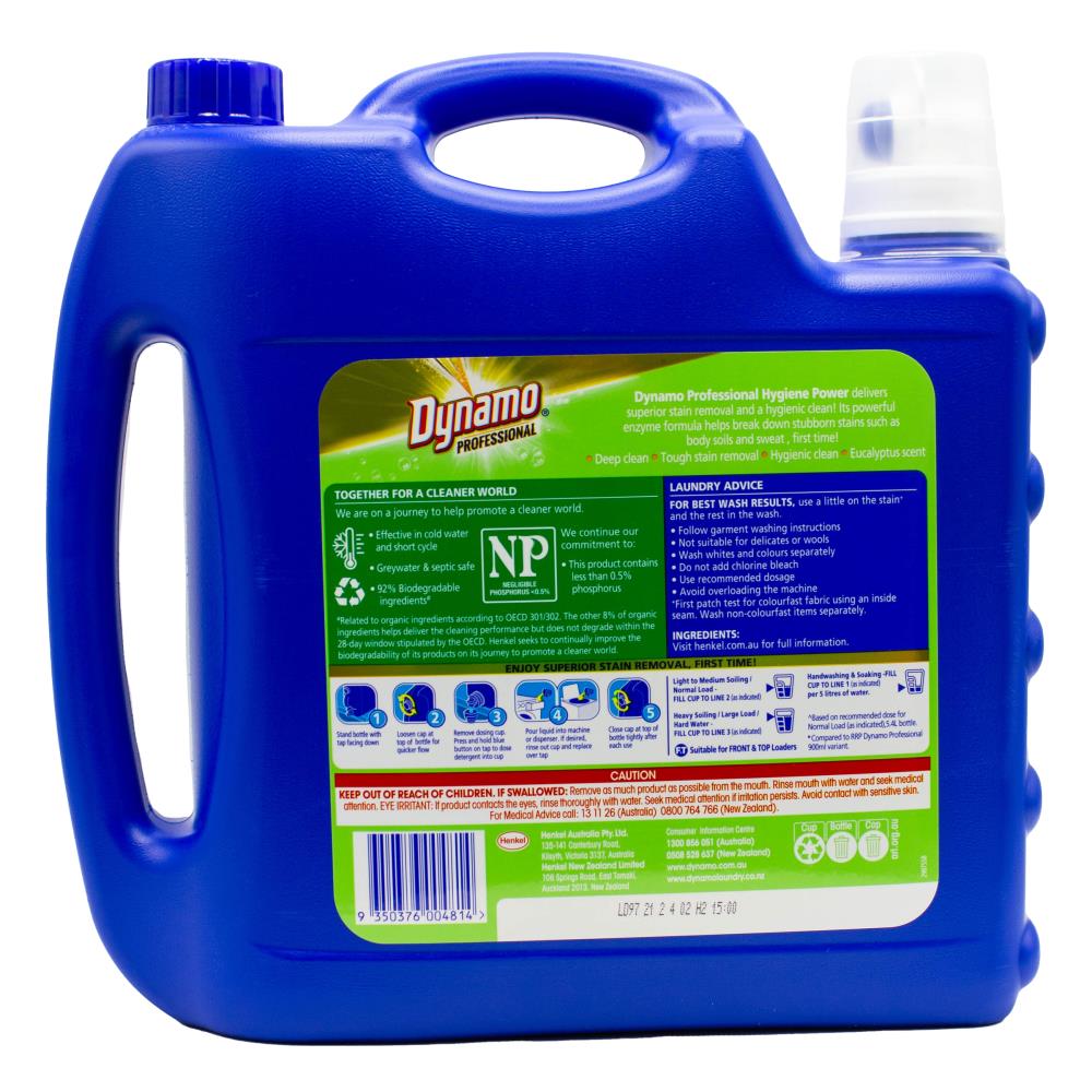 DYNAMO 5.4l PROFESSIONAL DEEP CLEAN HYGIENE POWER SUPERIOR STAIN REMOVER EUCALYPTUS FRESH (2x Pack)