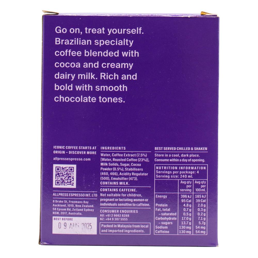 All Press Espresso Iced Specialty Coffee Mocha 240ml Can (12x Pack)