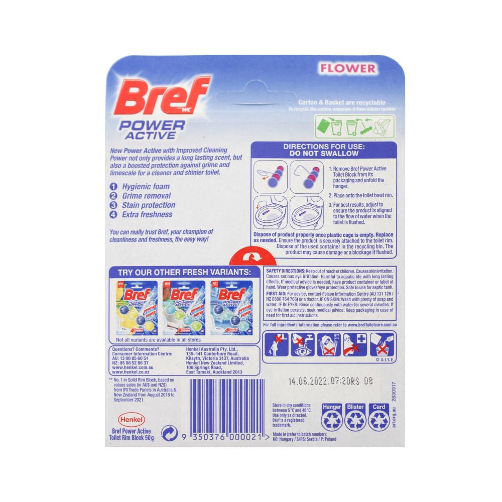 Bref Toilet Cleaner Cage Power Active 4 Function Formula Flower 50g (6 Pack)