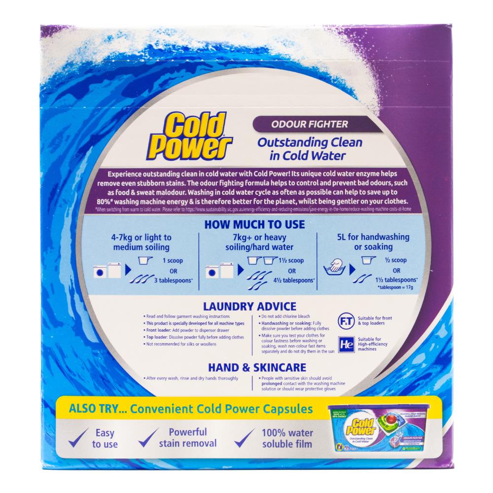 Cold Power 2kg Laundry Powder Odour Fighter Advanced Cleaning (6x Pack)