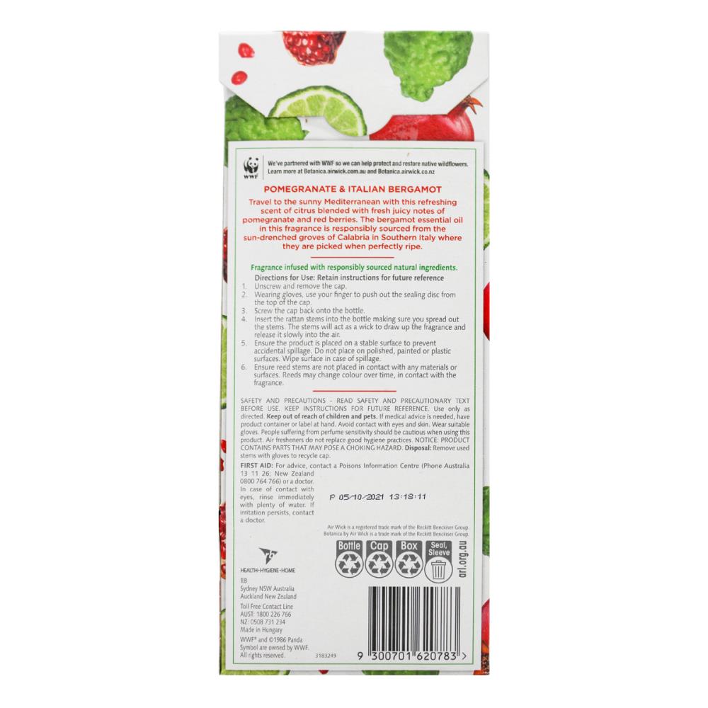 AIR WICK REED DIFFUSER BOTANICA POMEGRANATE & ITALIAN BERGAMOT 80ml (5x Pack)