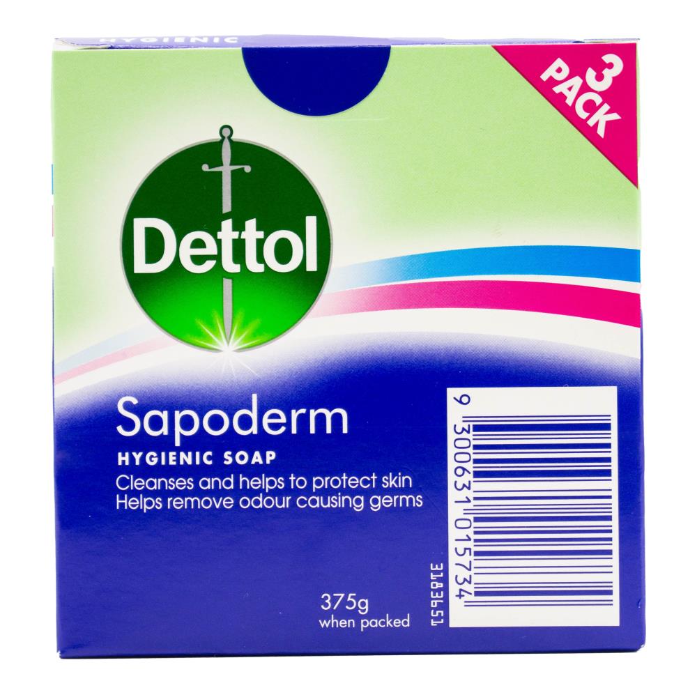 Dettol 375g Hygienic Soap Sapoderm 6 x 3Pk (18 Pack)