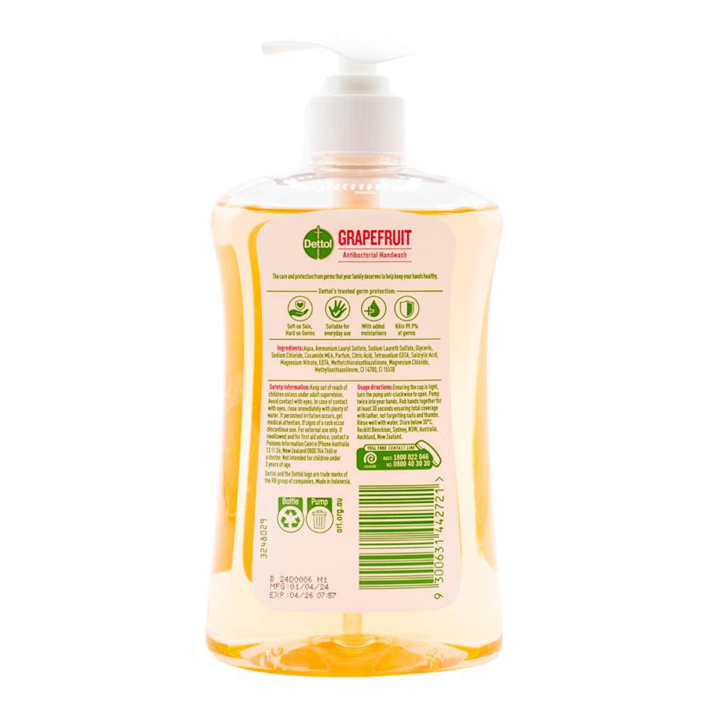 Dettol Handwash Antibacterial Grapefruit 500ml (6 Pack)
