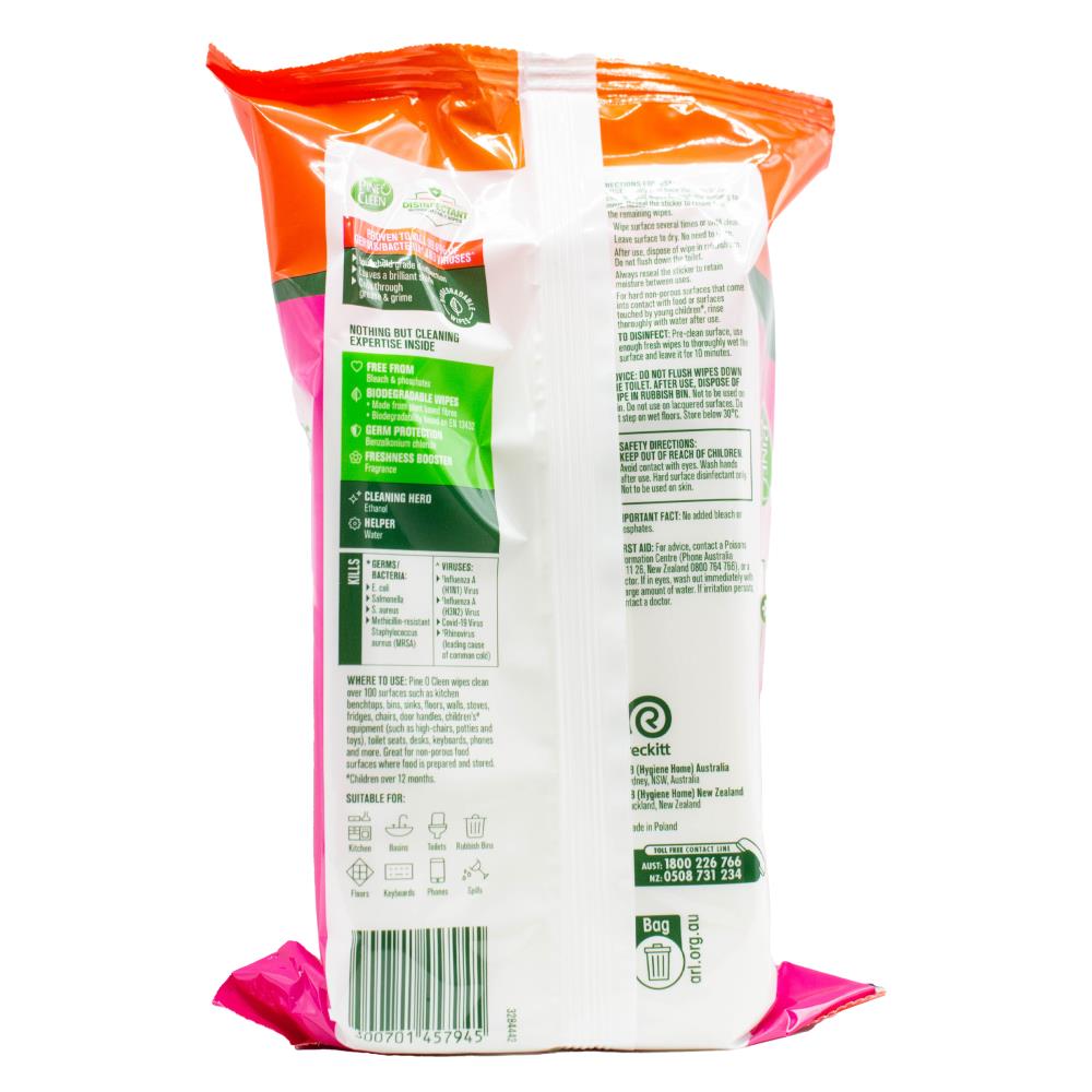 PINE O CLEAN WIPES DISINFECTANT BIODEGRADABLE TROPICAL BLOSSOM 8 x 110Pk (880 Wipes)