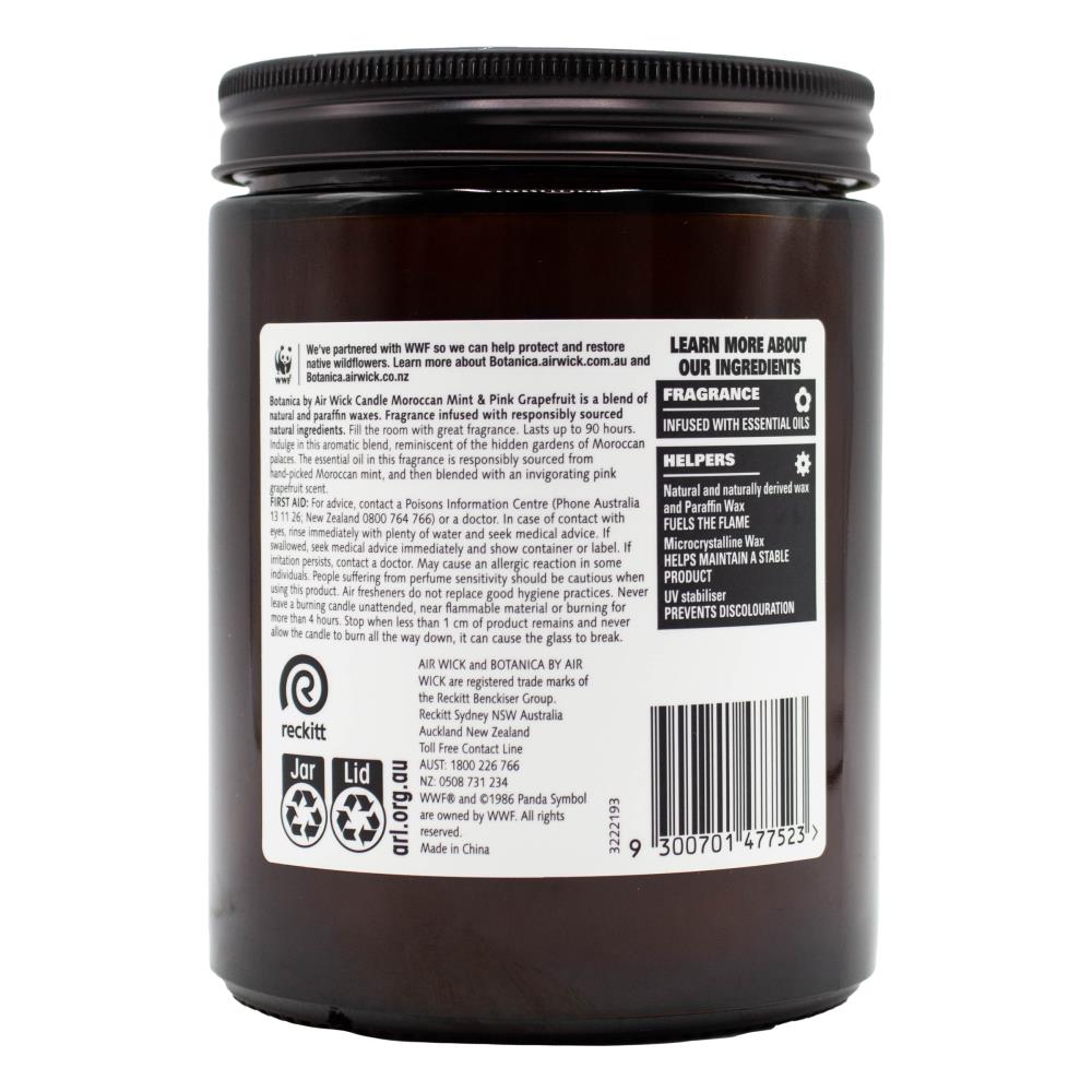 Air Wick 500g Candle Botanica Moroccan Mint And Pink Grapefruit (4x Pack)