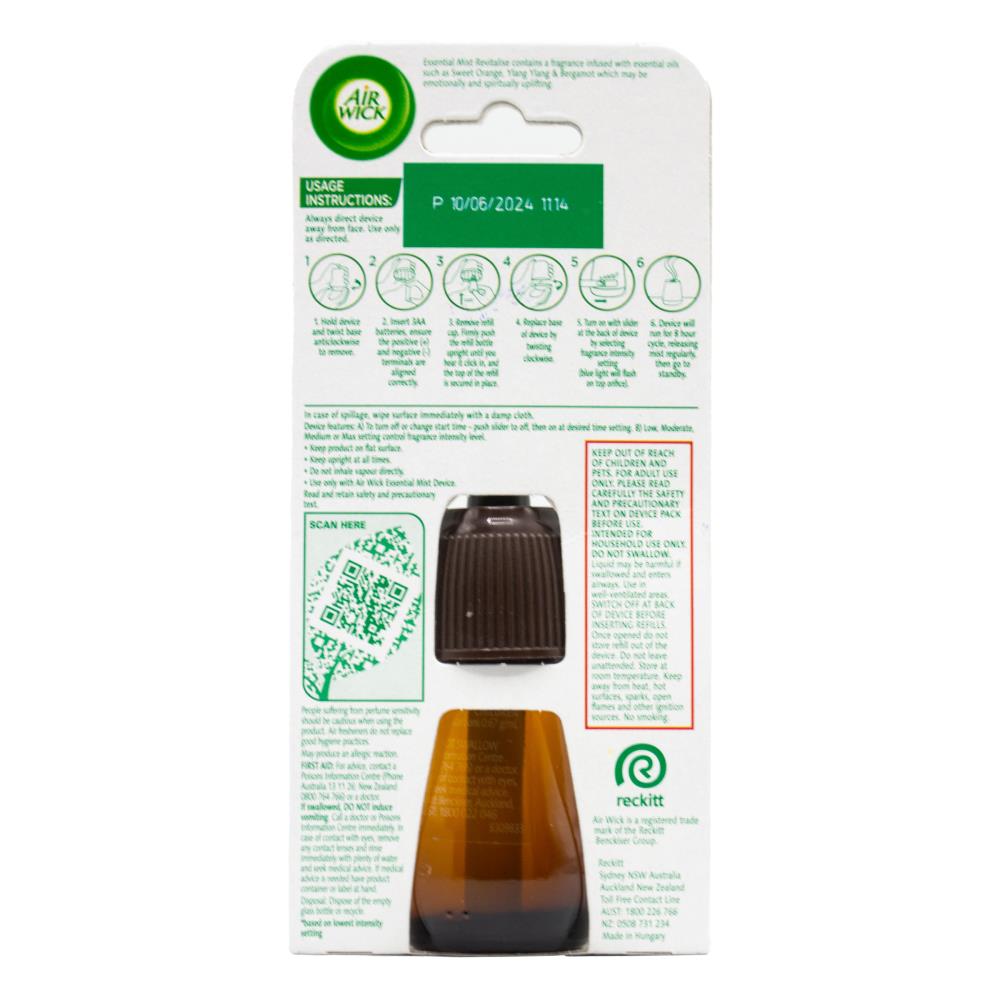 Air Wick 20ml Essential Mist Refill Revitalise Bamboo Bergamot And Cardamon Fragrance (6x Pack)