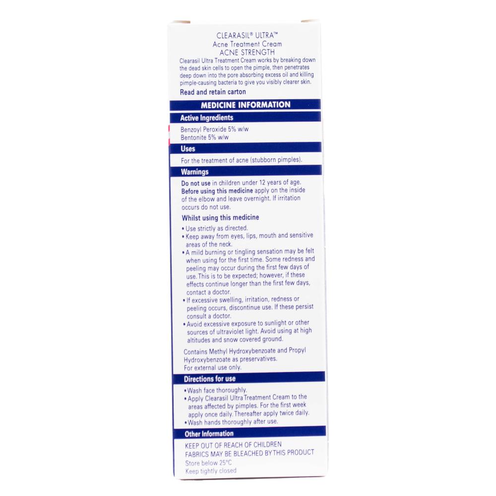 CLEARASIL 20g ULTRA ACNE TREATMENT CREAM VISIBLY CLEARER SKIN (8x Pack)