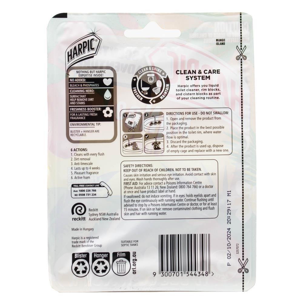 HARPIC 40g TOILET CAGE MANGO ISLAND (6x Pack)