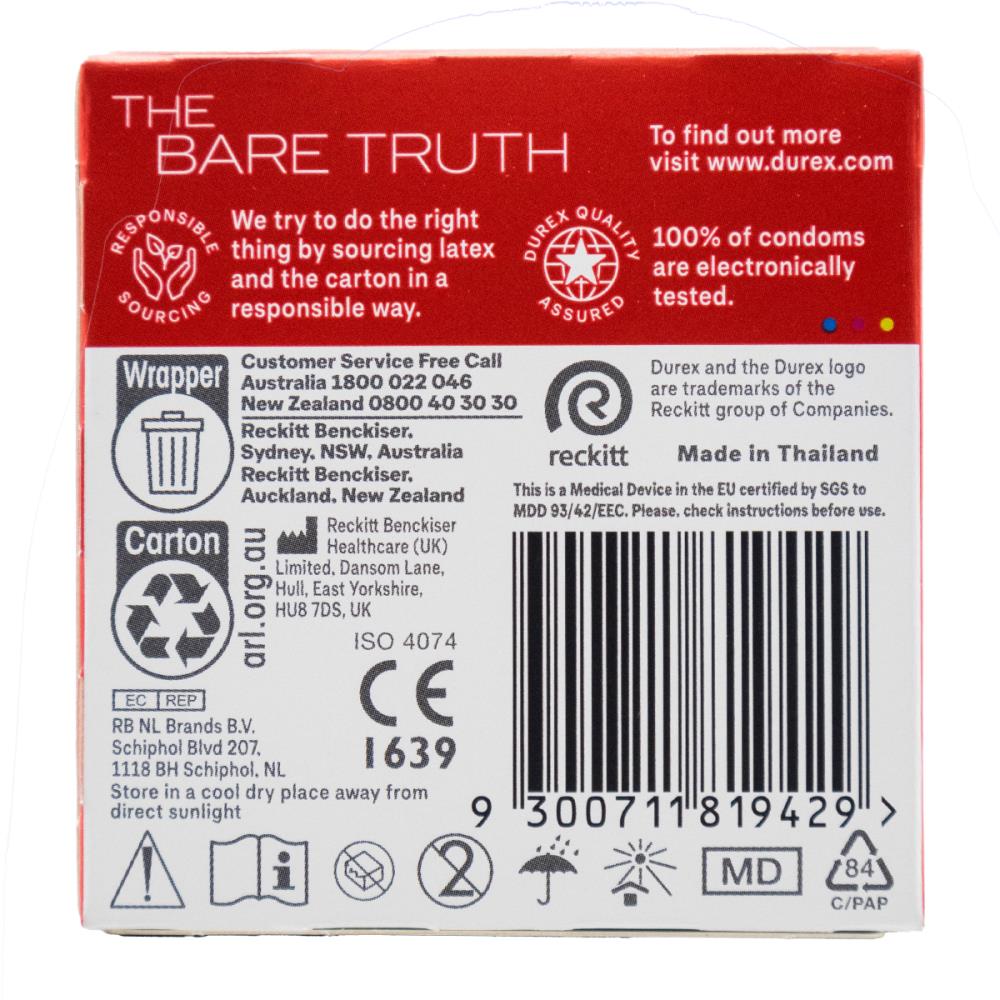 Durex 3 pk Condoms Fetherlite Thin Feel Regular Fit (6 Pack)