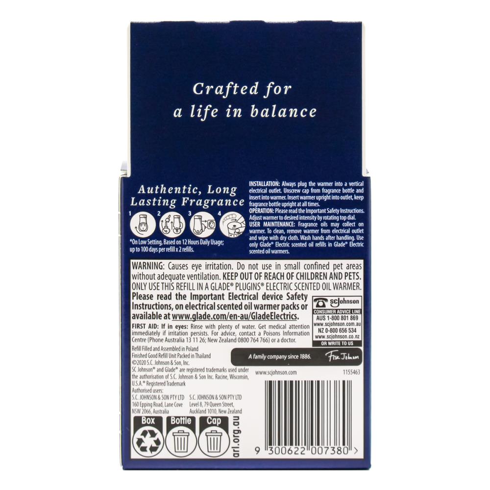 Glade Aromatherapy Electric Scented Oil Refill Moment Of Zen Lavender And Sandalwood Pk2 x 20ml (Value Pack 8)