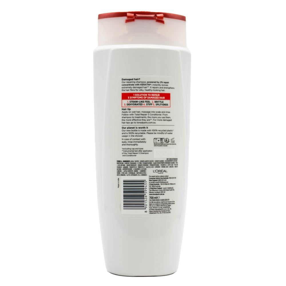 LOREAL 700mL SHAMPOO REPAIRING TOTAL REPAIR 5 DAMAGED HAIR (3x Pack)